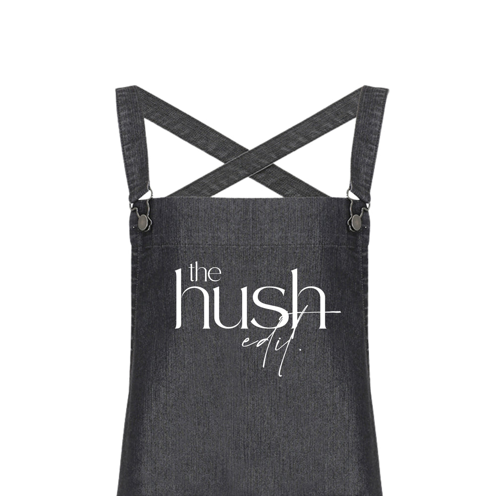 Personalised Logo Apron, Company Logo Apron, Design your own logo apron, Black Denim Logo Apron 