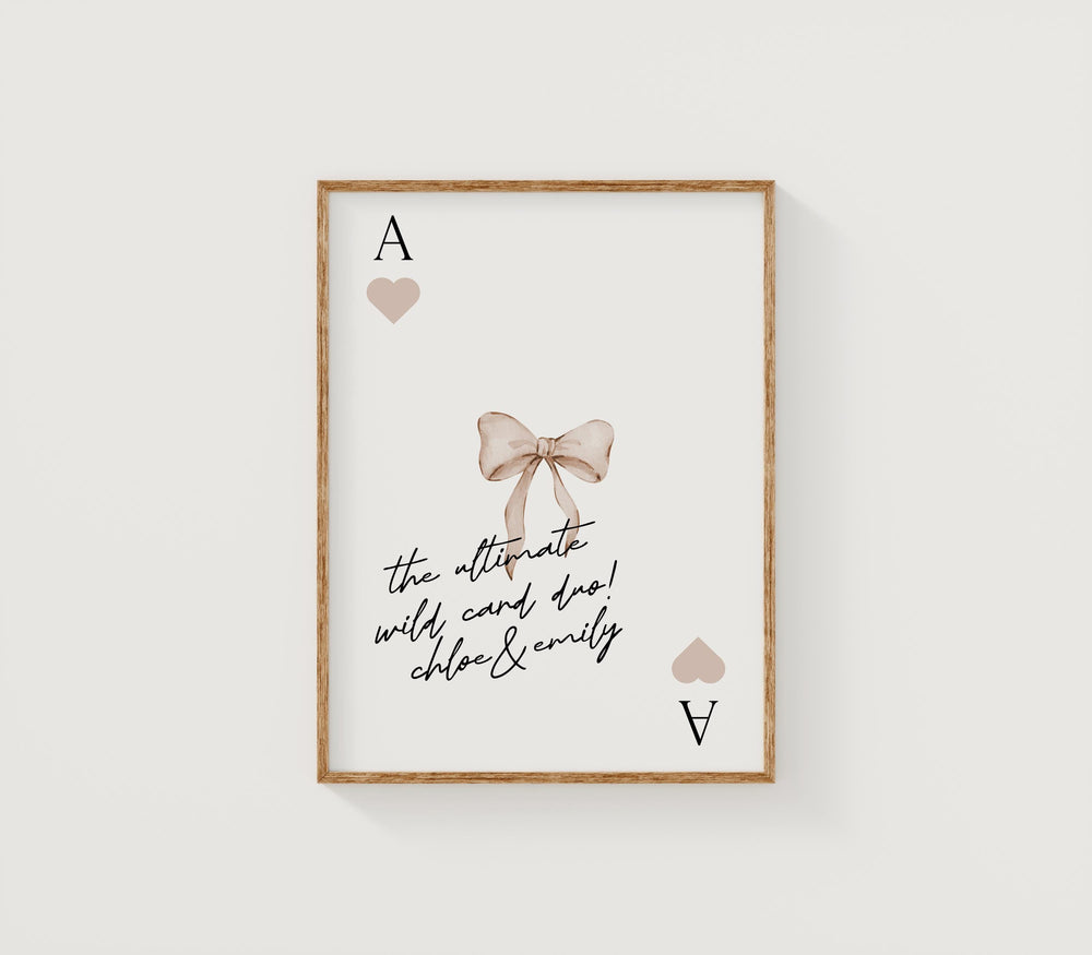 Trendy Custom Friends Retro Playing Card Wall Art, Personalised Best Friends Playing Card Quote Poster, Trendy Aesthetic Preppy Room Decor