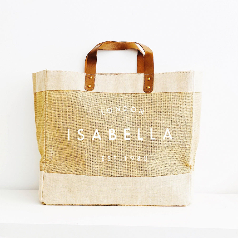 Personalised Jute Tote Bag - Custom place name and date