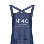 Personalised Denim Barista Style Apron | Birthday No. Aprons - Glam & Co Designs Ltd