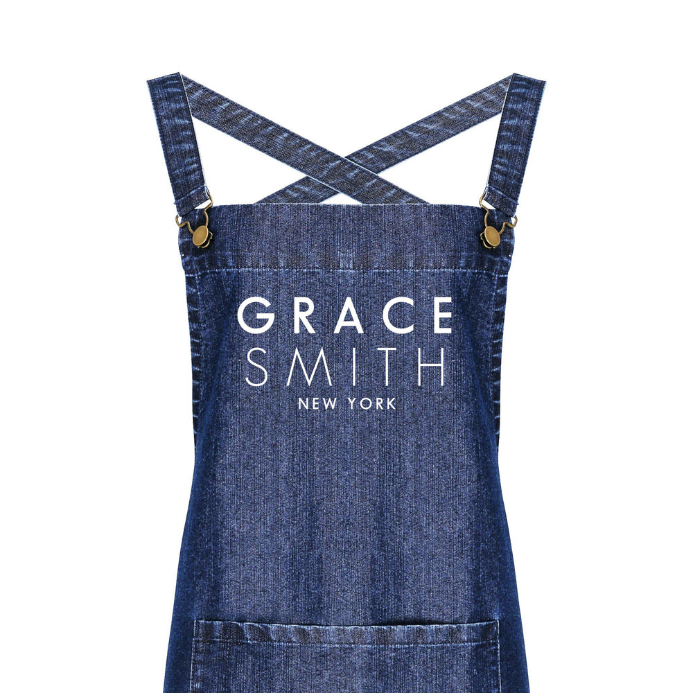 Personalised Denim Barista Style Apron | Aprons for Men and Women - Glam & Co Designs Ltd