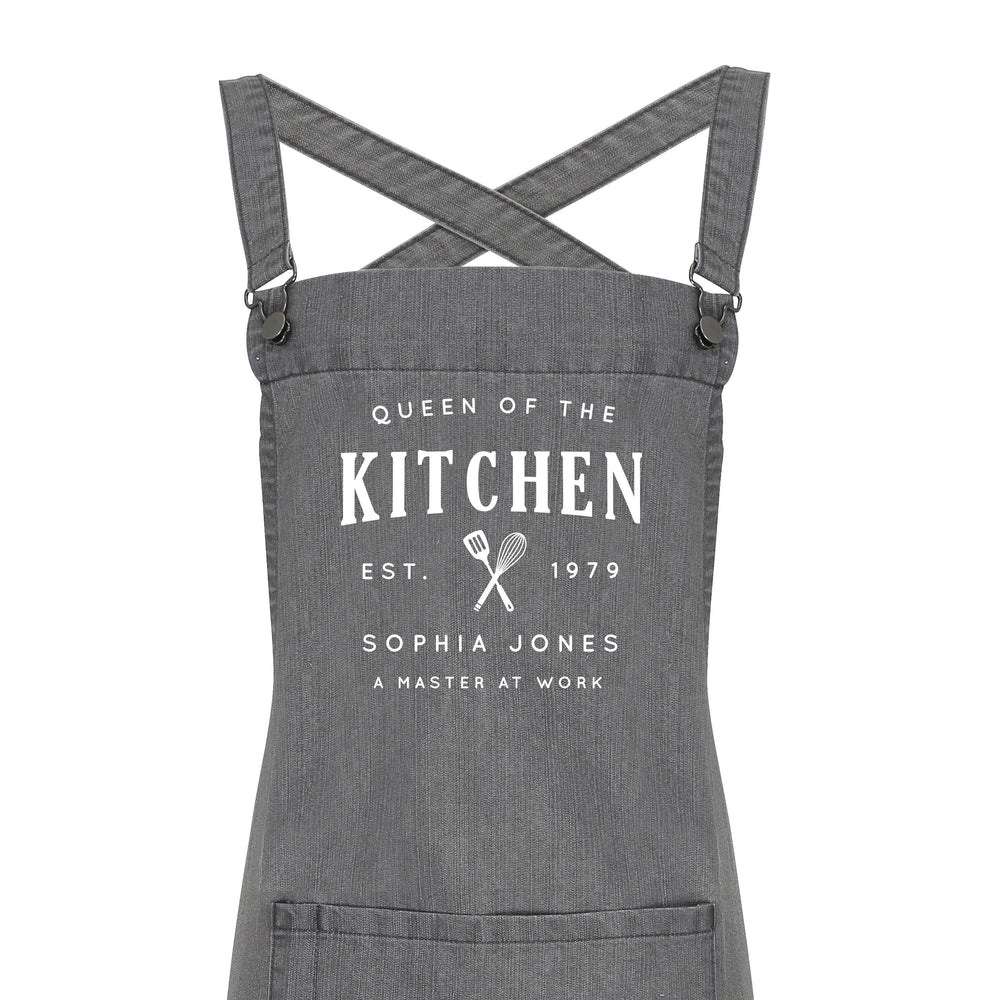 Personalised Barista Style Apron - Queen of the Kitchen - Glam & Co Designs Ltd