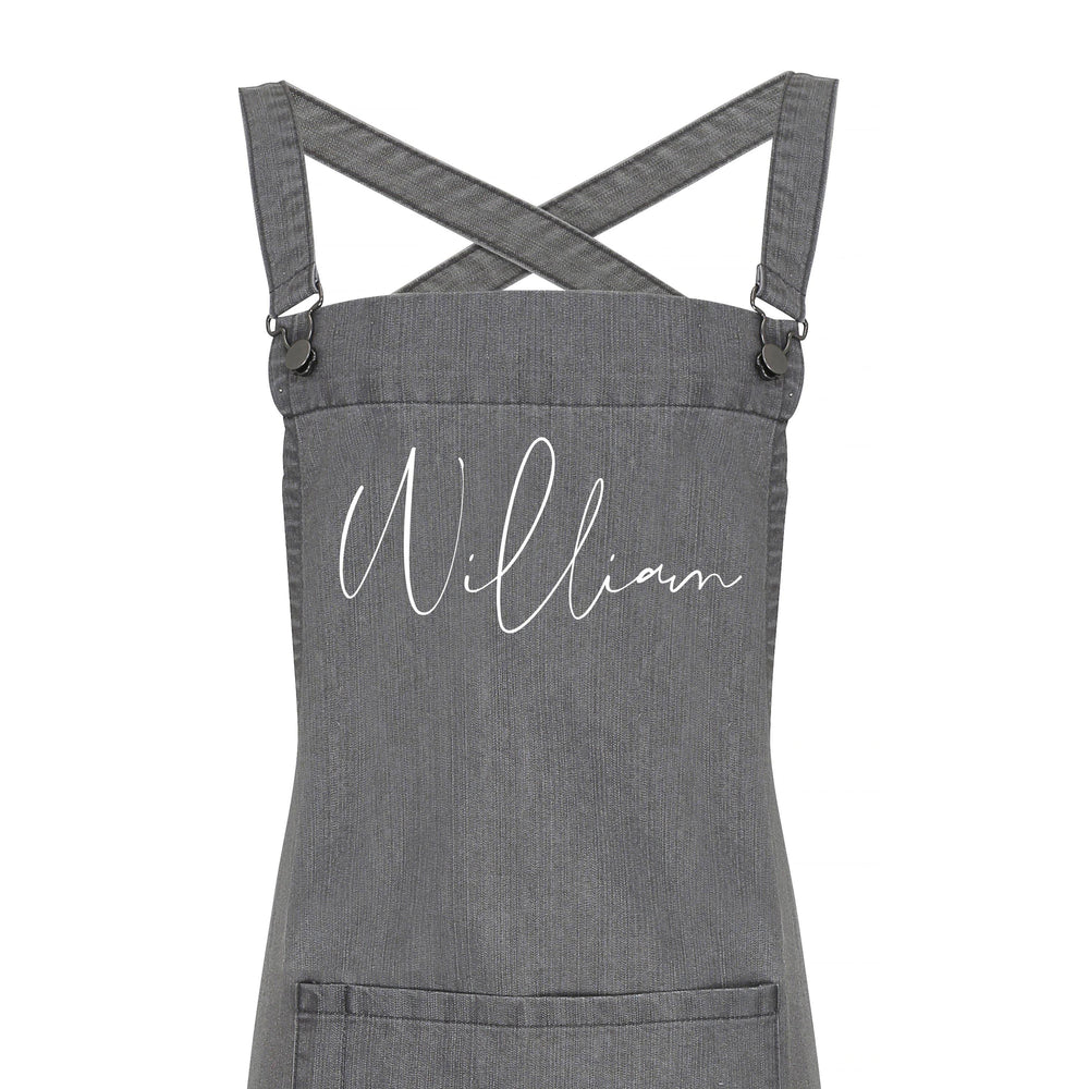 Personalised Denim Barista Style Apron | Aprons for Men and Women - Glam & Co Designs Ltd