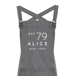 Personalised Denim Barista Style Apron | Aprons for Men and Women | Est Date - Glam & Co Designs Ltd