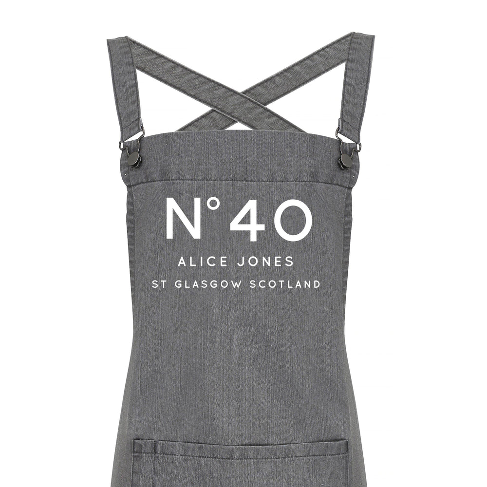 Personalised Denim Barista Style Apron | Birthday No. Aprons