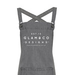 Grey Denim Apron - P&M Initial Logo - Glam and Co 