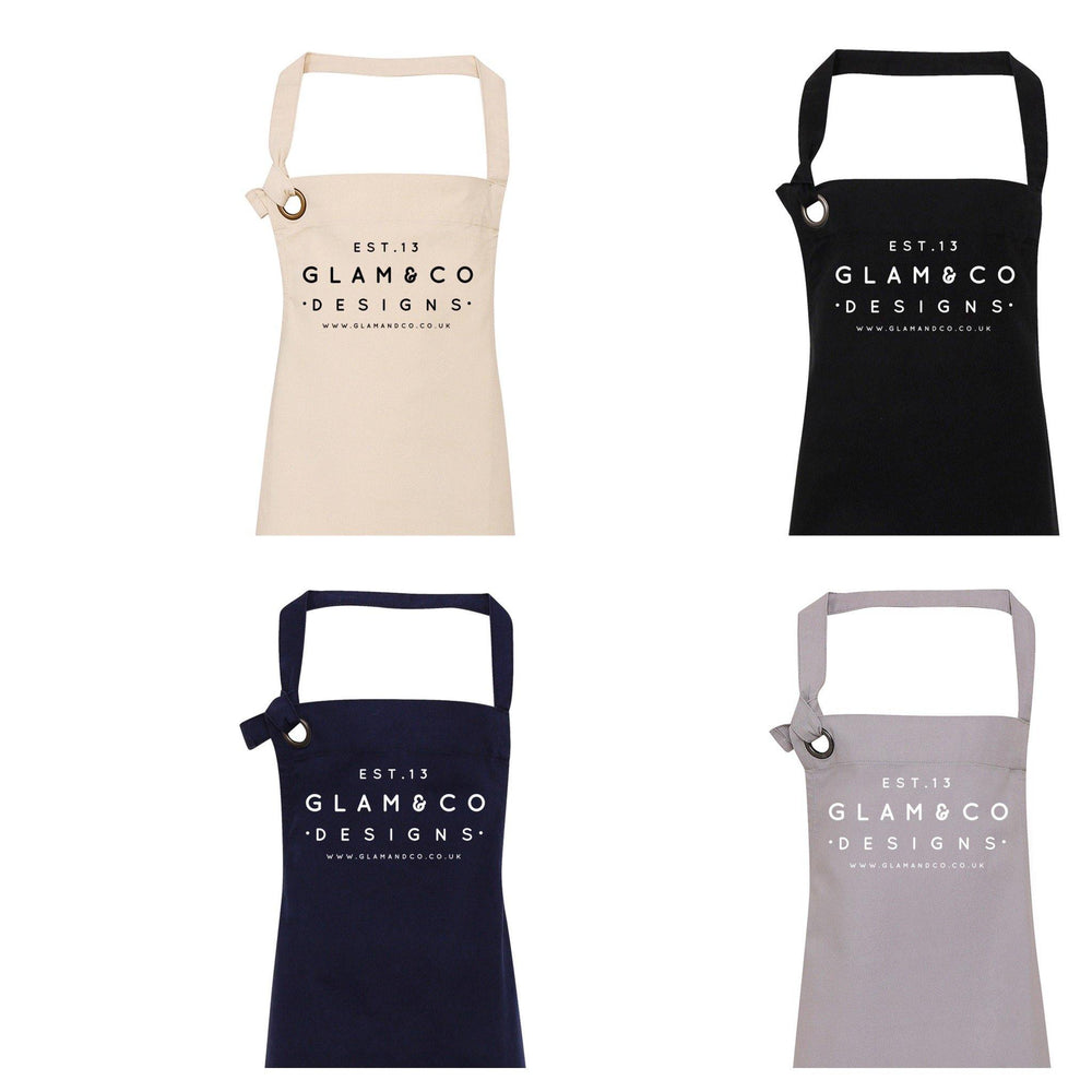 Logo Design Apron | Aprons for Women | Aprons for Men | Logo Apron - Natural Apron - Glam and Co 