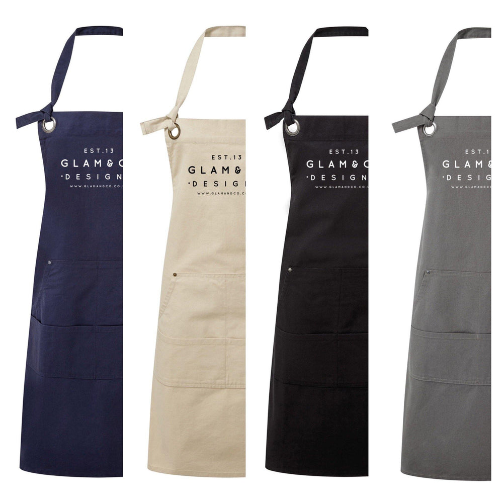 Logo Design Apron | Aprons for Women | Aprons for Men | Logo Apron - Black Apron - Glam and Co 