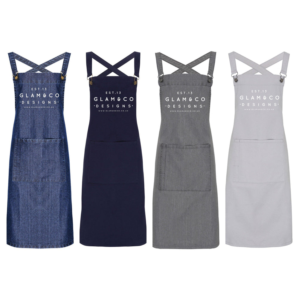 Personalised Denim Barista Style Apron | Aprons for Men and Women | Co-Ordinates Apron - Glam & Co Designs Ltd