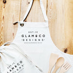 Logo Design Apron Sets | Aprons for Women | Aprons for Men | Design your own Logo Apron - Glam and Co 