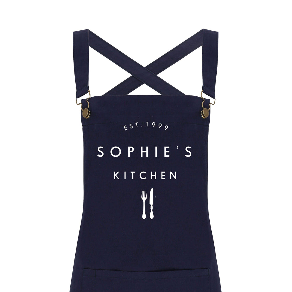 Personalised Denim Barista Style Apron | Kitchen Apron for Men and Women - Glam & Co Designs Ltd