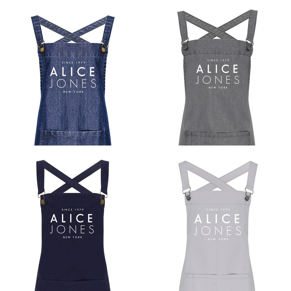 Personalised Denim Barista Style Apron | Aprons for Men and Women - Glam & Co Designs Ltd