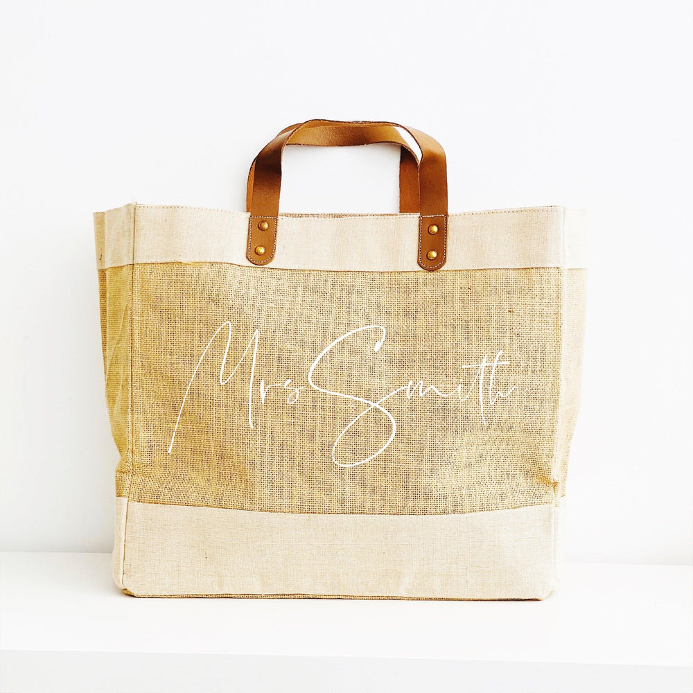 Personalised Jute Tote Bag - Mrs Bag - Glam & Co Designs Ltd