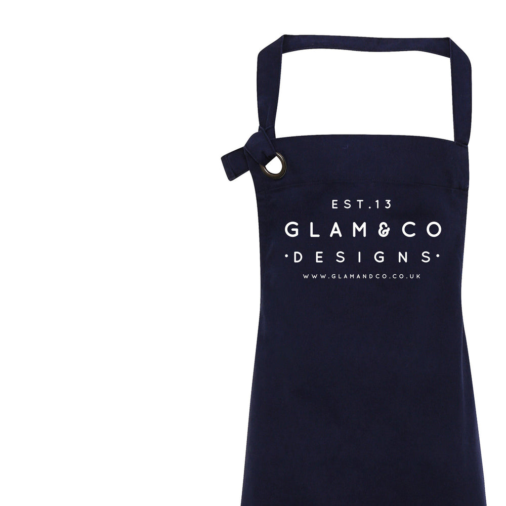 Logo Design Apron | Aprons for Women | Aprons for Men | Logo Apron - Blue Apron - Glam and Co 