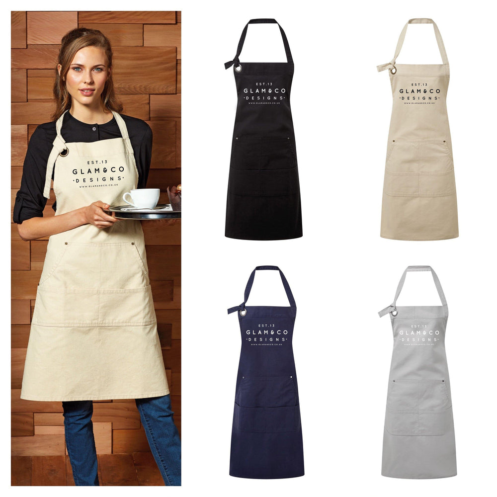 Logo Design Apron | Aprons for Women | Aprons for Men | Logo Apron - Natural Apron - Glam and Co 