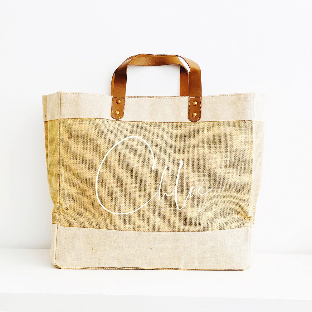 Personalised Jute Tote Bag - Custom Name - Glam and Co 