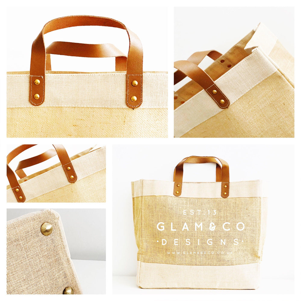 Personalised Jute Tote Bag - Custom name and place - Glam & Co Designs Ltd