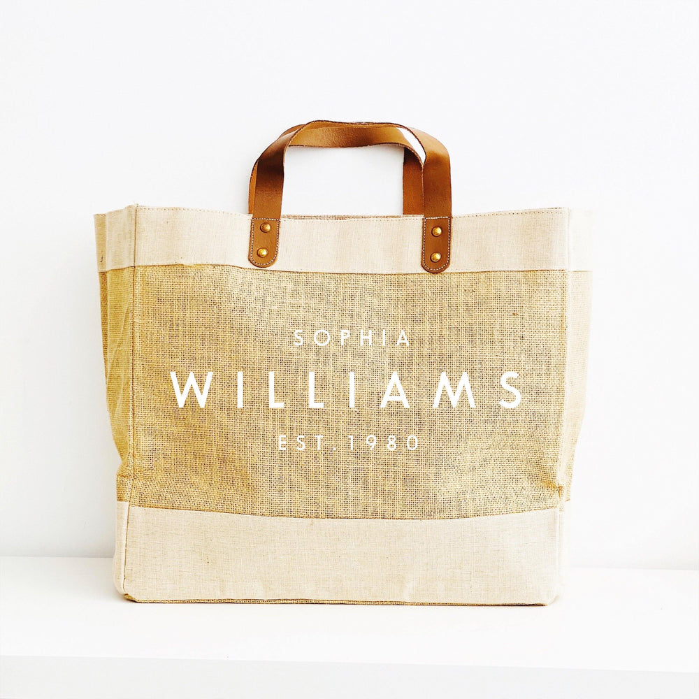 Personalised Jute Tote Bag | Custom Name and Date