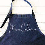 Mr and Mrs Gift Ideas | Personalised Denim Apron | Personalised Apron for Mr and Mrs | Gift ideas for Weddings | Him and Her Gift Ideas - Glam & Co Designs Ltd