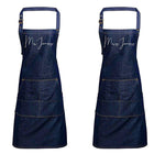 Mr and Mrs Gift Ideas | Personalised Denim Apron | Personalised Apron for Mr and Mrs | Gift ideas for Weddings | Him and Her Gift Ideas - Glam & Co Designs Ltd