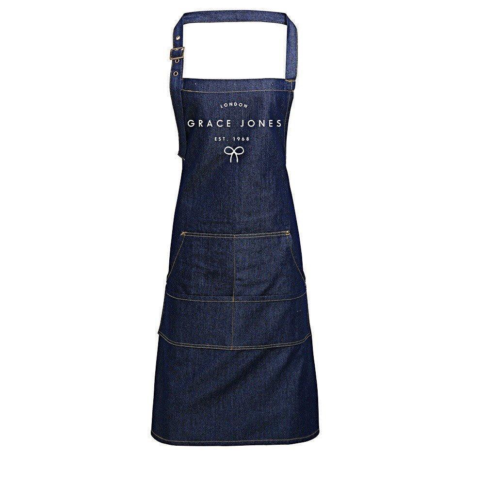 Personalised Denim Apron | Aprons for Women | Birthday Gift Ideas | Vintage Style Custom Apron | Personalised Apron