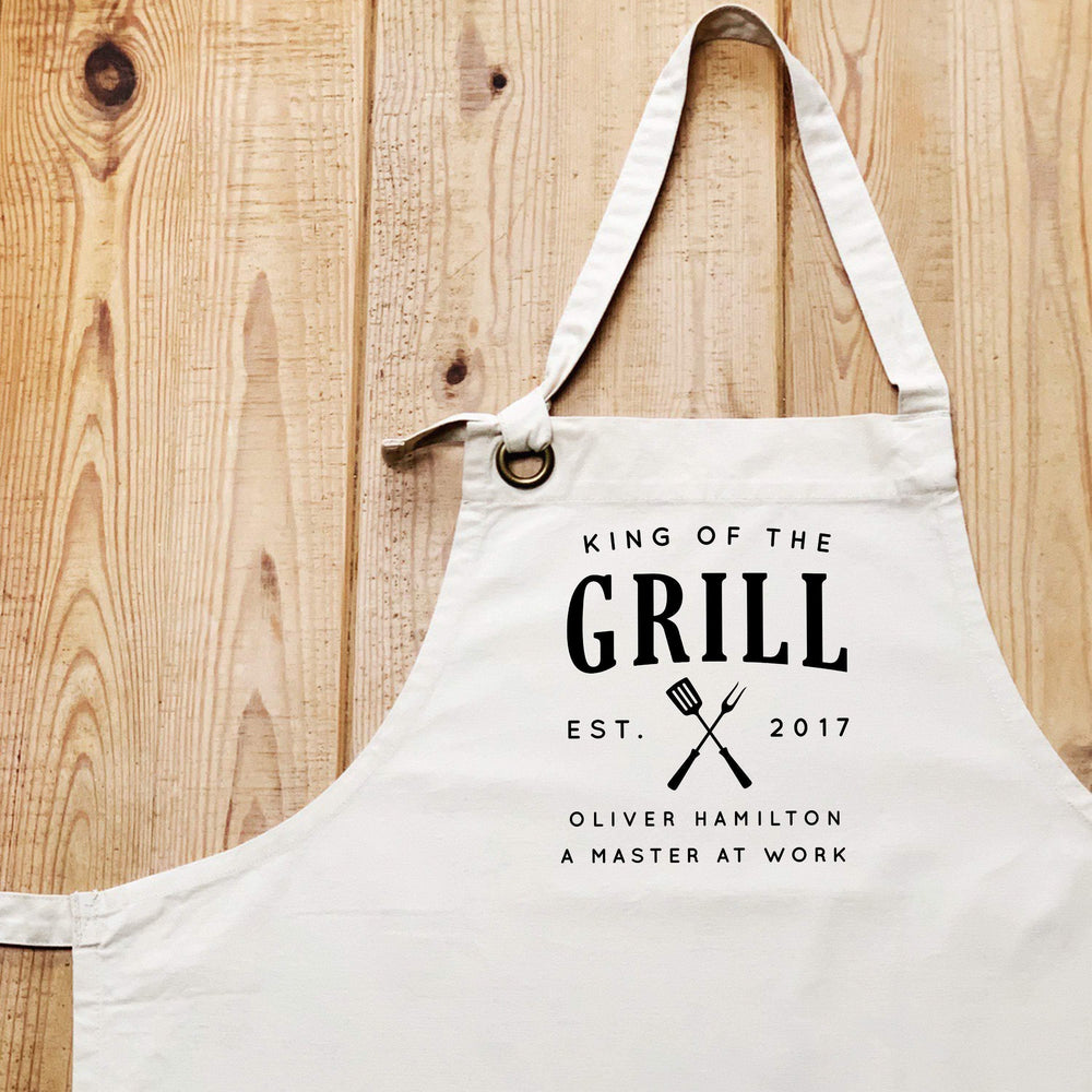 Personalised Apron Set | Aprons for Men | King of the Grill | Personalised Adults Apron Set | Personalised Chef Set |Personalised Cook Set - Glam & Co Designs Ltd