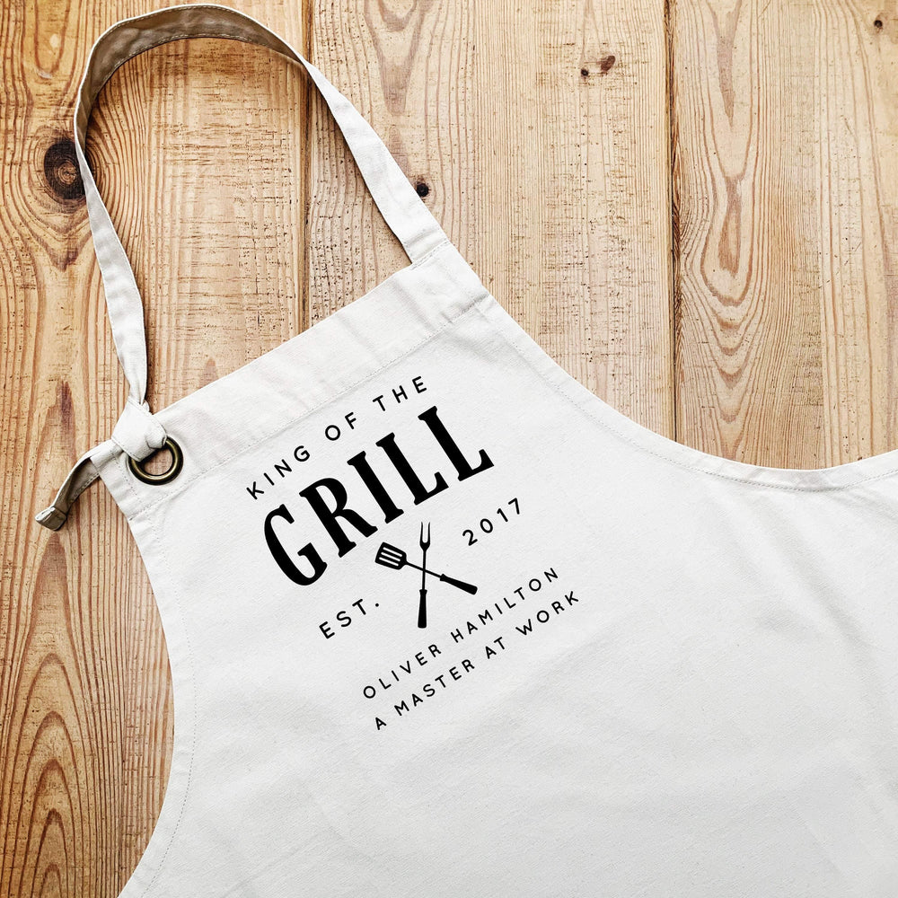 Personalised Apron Set | Aprons for Men | King of the Grill | Personalised Adults Apron Set | Personalised Chef Set |Personalised Cook Set - Glam & Co Designs Ltd