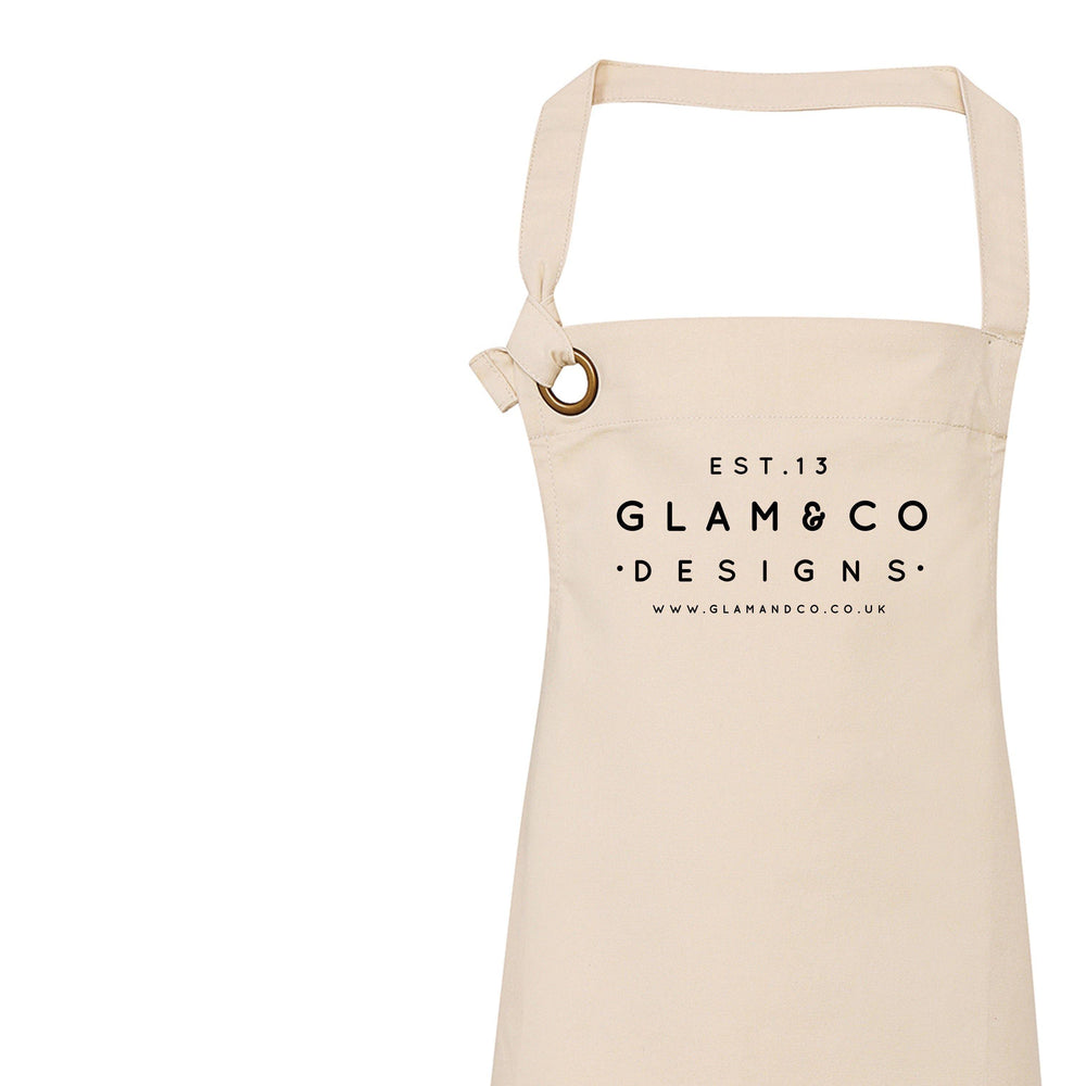 Personalised Apron | Logo Design Apron | Aprons for Women | Aprons for Men | Vintage Apron | Retro Apron | Corporate Gifts | Design your own - Glam & Co Designs Ltd