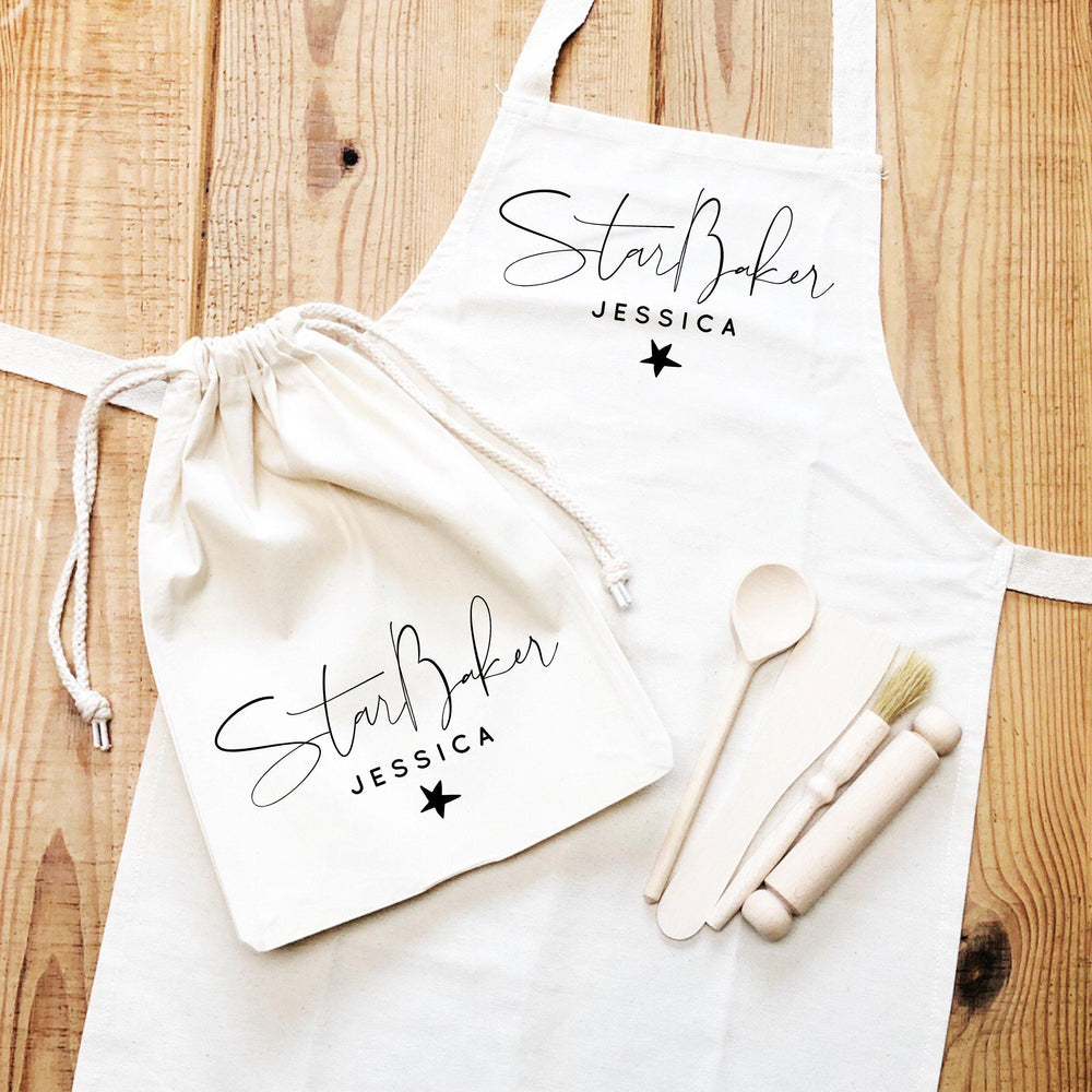 Kids Baking Set | Star Baker | Kids Baking Apron | Personalised Kids Baking Set | Personalised Kids Apron |Aprons for Children |Kids Baking - Glam and Co 