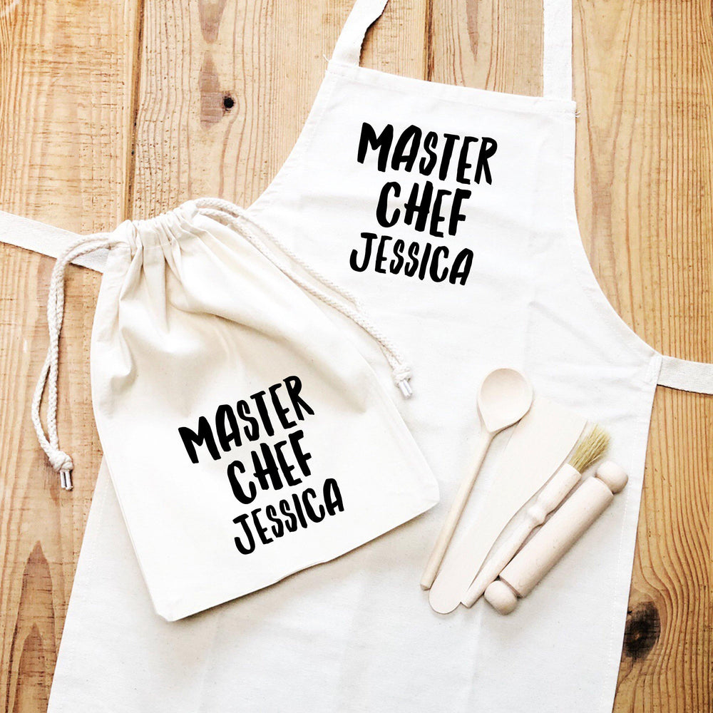 Kids Baking Set | Master Chef | Kids Baking Apron | Personalised Kids Baking Set | Personalised Kids Apron |Aprons for Children |Kids Baking - Glam and Co 