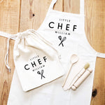 Kids Baking Set | Little Chef Baking Set | Aprons for Kids | Kids Baking Apron | Personalised Kids Baking Set | Personalised Kids Apron - Glam and Co 