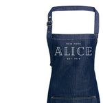 Personalised Denim Apron | Aprons for Women | Birthday Gift Ideas | Vintage Style Custom Apron | Personalised Apron