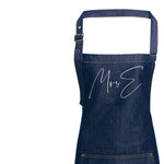 Mr and Mrs Gift Ideas | Personalised Denim Apron | Personalised Apron for Mr and Mrs | Gift ideas for Weddings | Him and Her Gift Ideas - Glam and Co 