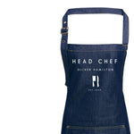 Personalised Denim Aprons | Head Chef Apron | Aprons for Men | Custom apron for Her | Personalised Apron | Aprons for Women | Denim Apron - Glam and Co 